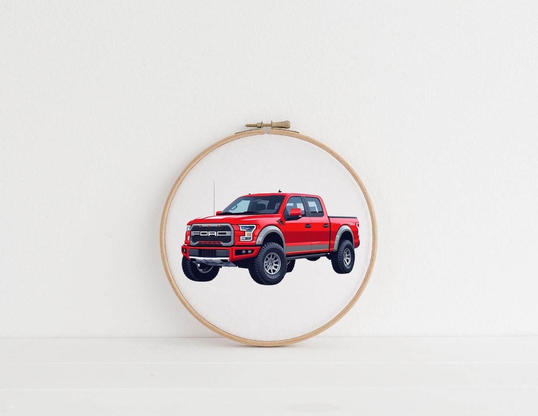 Red Ford Raptor Cross Stitch Pattern: Truck Embroidery (digital ...
