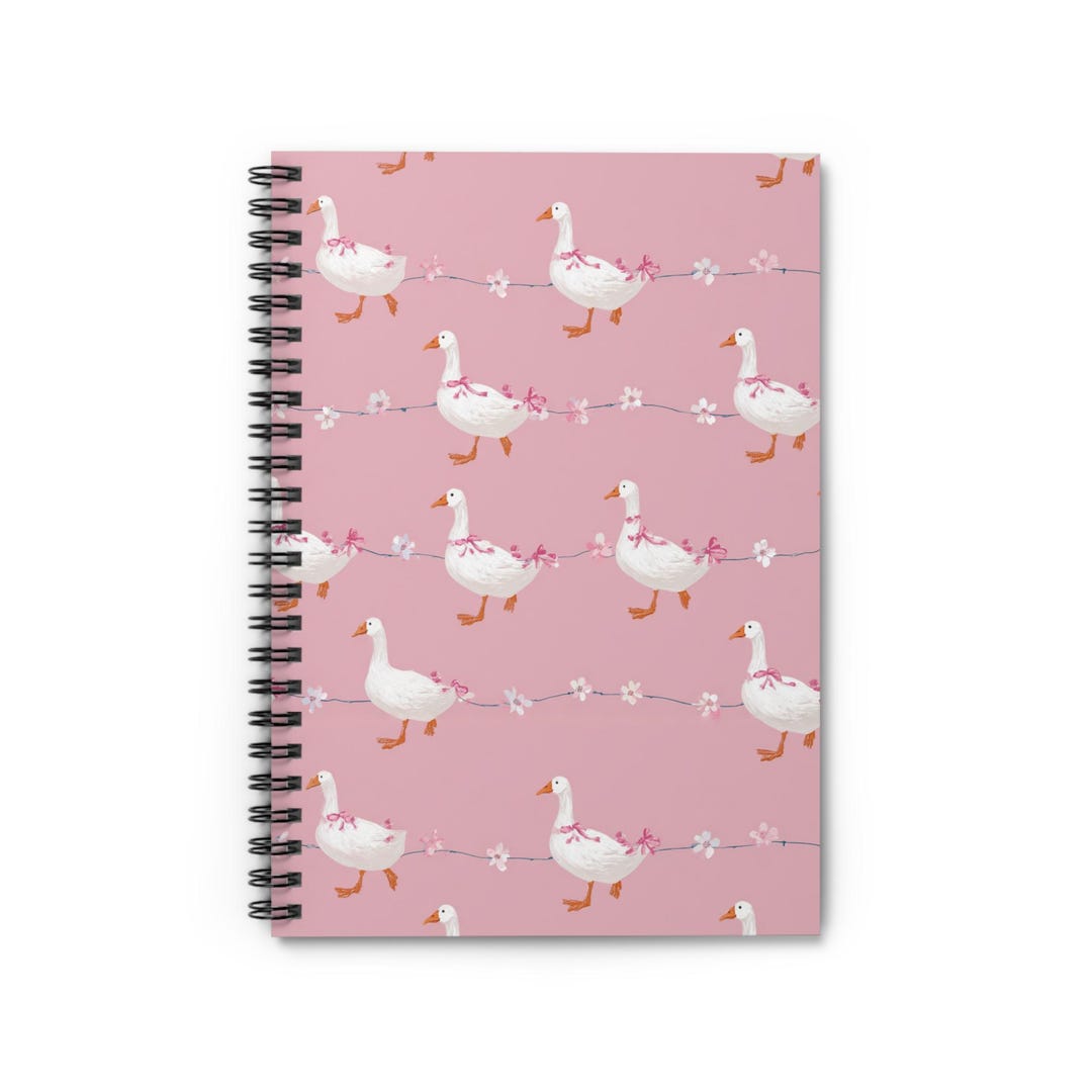 Notebook Goose Pink Silly Goose Notebook Cute Cottagecore Goose Journal With Pink Bows ...