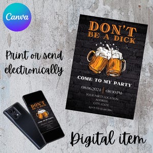 No seas un idiota, invitación genérica y divertida para fiesta PERSONALIZABLE E IMPRIMIBLE para imprimir texto o enviar a redes sociales