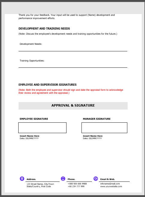 360 Degree Appraisal Form Template Document for Any Staff in the ...