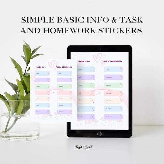 Student Note Stickers – Name, Date, Subject, Homework & Study Labels (A4 Printable)
