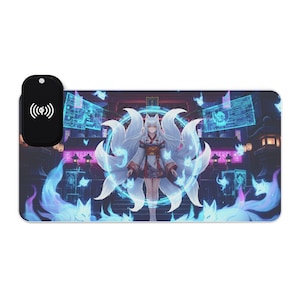 Fox Spirit LED Gamingmusmatta trådlös laddning | RGB-skrivbordsmatta
