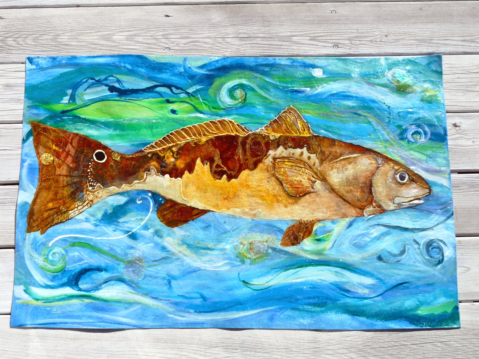 CUSTOM ORDER for Deboeckel Red Drum Fish Floorcloth on Etsy Etsy