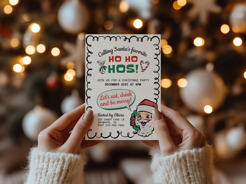 christmas invitation funny invitation ho ho hos illustrated santa claus