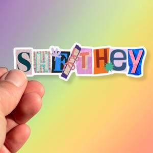 LGBTQ Pride She/They Pronouns Sticker - Collage Design