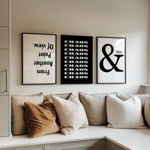 Bundle Set von 3, minimalistische moderne Wohnung Dekor Chaos y2k Wandkunst, motivierende trendige Wandkunst, ästhetische Kunst, Brief Statement Druck