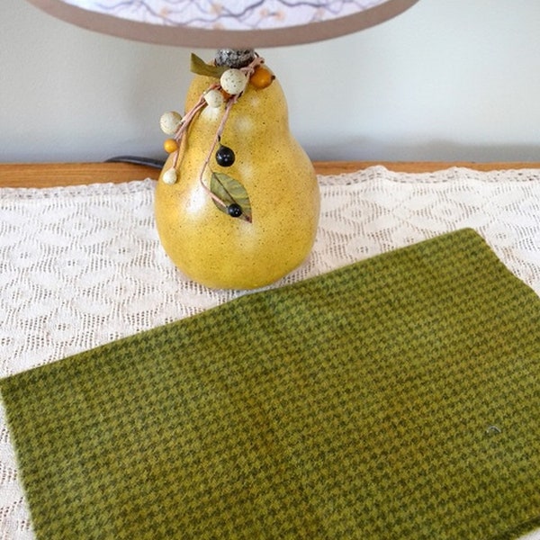 Fig Green on Gray Houndstooth. Hand-dyed 100% Wool for Rug Hooking, Wool Applique, Quilting, Rug Braiding and Crafts