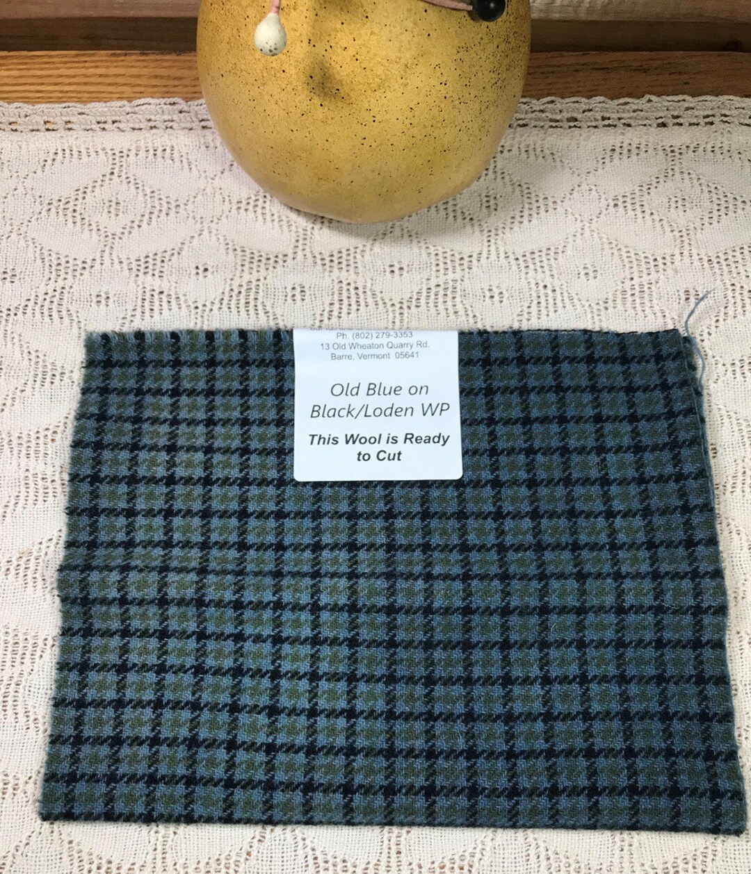 Old Blue on Black and Loden Windowpane, Hand-dyed 100% Wool for Rug ...