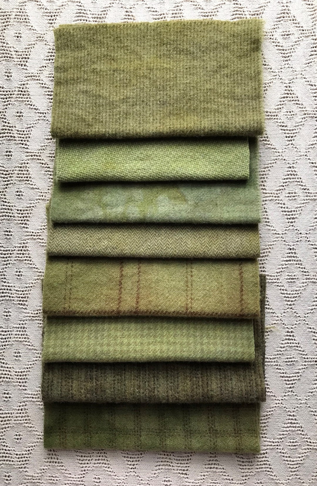 Winter Sage, 8 Pc Texture Bundle, Hand-dyed 100% Wool for Wool Applique
