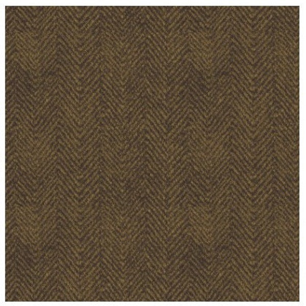 Woolies Flannel; Maywood Studios; Brown Herringbone; 100% Cotton, Unwashed, Sewing, Quilting, Wool Applique, Crafts - (1) Yard Cut