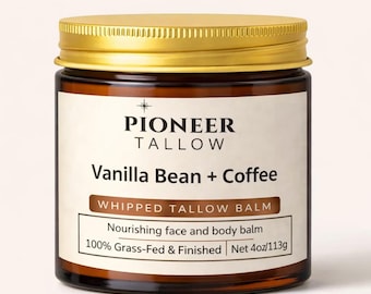 Vaniljstång + kaffevispad talgbalsam | Gräsbetad talg ansikts- och kroppskräm | Naturlig hudvård från förfäder