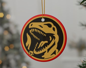 MMPR Red Ranger Ceramic Ornament, Dino Coin Christmas Gift