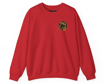 Red Dino Coin Crewneck Sweatshirt, Rangers Cosplay Fan Gift