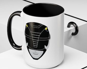 Black Ranger Helmet Coffee Mug (15oz), MMPR TV Show Gift