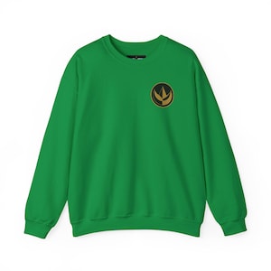 Green Dragon Coin Unisex Sweatshirt, Zyuranger Inspired Dino Coin Crewneck, MMPR Morpher Gift, Green Ranger Gift, 90&#39;s Japanese TV Merch