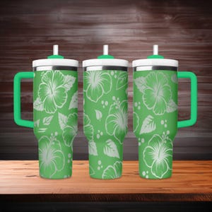 Hibiscus Full Wrap Floral Engraving for 40 oz Tumbler. Laser template SVG Digital File Only
