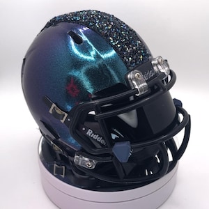 Chameleon Mini Football Helmet - Black Visor, Black Facemask Riddell with crystals!