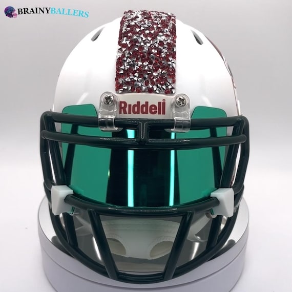 Christmas Santa Mini Football Helmet - Red & Green With White
