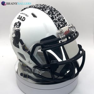 World&#39;s Best Dad Mini Football Helmet - White Matte Base PERFECT GIFT Riddell with crystals!