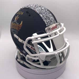 2024 Fantasy Football Championship Mini Helmet Trophy - Silver Visor, Eagle Style, Navy Riddell with crystals!