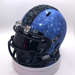 Galaxy Themed Mini Football Helmet - Galaxy Crystals, Black Visor, Black Facemask Riddell football helmet