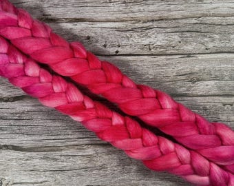 Pink Hibiscus hand dyed fiber