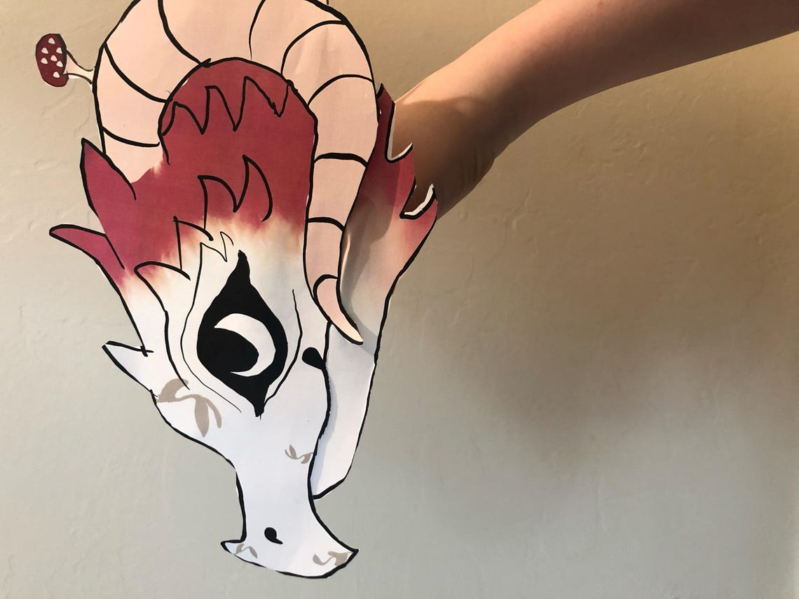Printable Paper Dragon Puppet Template Base Name : Mushroom Etsy