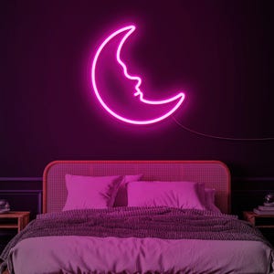 Mond Leuchtreklame - LED Neonlicht | Perfekte Wohnkultur | Schlafzimmer Dekor | Wohnzimmer Dekor | Handgemachte Mond Leuchtreklame | Geschenk für Sie & Ihn