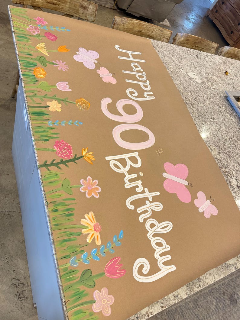 Hand Painted Brown Paper Birthday Sign - Etsy