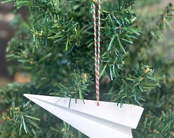 3D Printed Paper Airplane Tree Ornament – STEM Teacher Gift, Aviation Decor