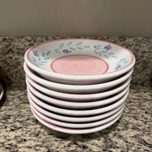 Caleca Pink Garland Hand Painted Made In Italy  8 1/2in bowls