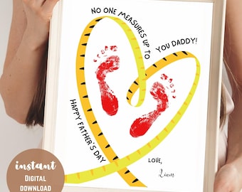 Fathers Day Footprint Craft, Fathers Day Gift, Fathers Day Poem, Footsteps Footprint, Gift for Dad from Kid, Digital Download, Printable DIY