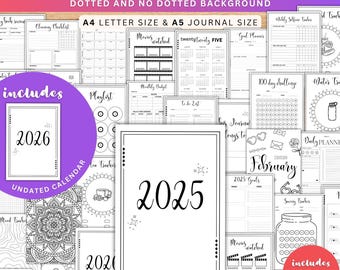 Ultimate journal bundle 2025 Premade journal pages printable Yearly trackers Bujo printable Digital journal Monthly trackers Bullet journal
