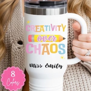 Personalized Teacher 40oz Tumbler with Handle Custom Teacher Appreciation week Gift End of Year Teacher Gifts for teacher Back to School Mug