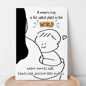 Jolie carte de fête des mères de bébé, carte de voeux de fête des mères pour tout-petit, cartes personnalisées pour nouvelle maman, premières cartes de fête des mères minimalistes personnelles