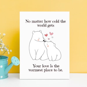 Mama Bear Mothers day card, Birthday Greeting Card for Mom, Bear Cuddling card, Mother's Day Cute Birthday Card, I Love You Mom card for Mum