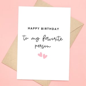 Favorite Person Birthday Card, Boyfriend Birthday Card, Cute Birthday Card To Husband, Birthday Card For Him, Her, Girlfriend Birthday Card