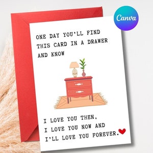 Un giorno troverai questo in un cassetto. Biglietto d'auguri per il fidanzato. Biglietto d'auguri romantico per l'anniversario della fidanzata. Biglietto di compleanno per lui, biglietto di San Valentino per lei.
