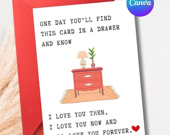 Someday You&#39;ll Find This In A Drawer Card For Boyfriend Romantic Anniversary Card for fiancee Birthday card For Him, Valentines Card For Her