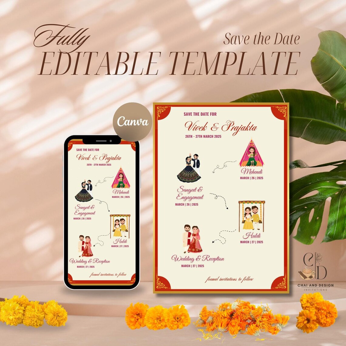 Animated Indian Wedding Template Save the Date Video Invite, Indian ...