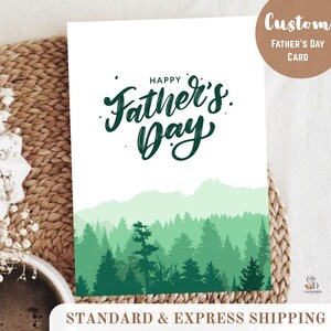 Paysage minimaliste carte de voeux fête des pères art de camping en plein air, carte aquarelle fête des pères, carte papa classique pour homme, cartes pour papa