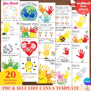 Teacher Appreciation Gifts Handprint Printable bundle Teacher Appreciation Week Gift, Thank You Teacher School Kids activity Thank You Gift