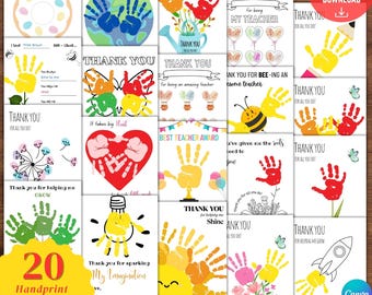 Teacher Appreciation Gifts Handprint Printable bundle Teacher Appreciation Week Gift, Thank You Teacher School Kids activity Thank You Gift