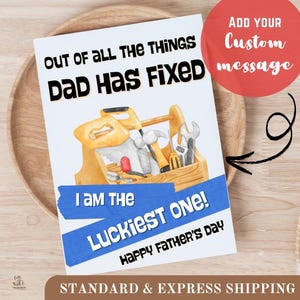 Carte drôle de fête des pères pour papa bricoleur, carte papa boîte à outils pour cadeaux de fête des pères pour papa entrepreneur, carte boîte à outils, cartes outils à main pour papa