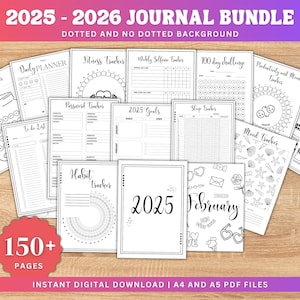 Ultimate journal bundle 2025 Premade journal pages printable Yearly trackers Bujo printable Digital journal Monthly trackers Bullet journal