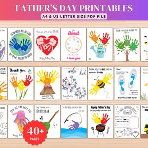Fathers Day Handprint Craft, Fathers Day Craft footprint fingerprint Fathers Day Gift from Son Daughter Kids, Fathers Day Keepsake Printable
