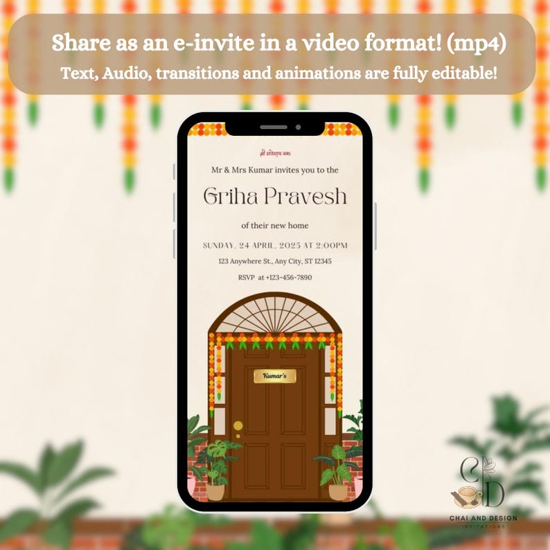Editable Indian Griha Pravesh Invitation Template Set, Welcome Sign ...