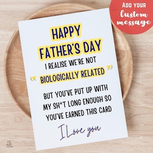 Carte de fête des pères amusante pour beau-père, cartes de voeux de papa pour beau-père, carte de papa en prime pour la fête des pères, carte de prestation de serment amusante pour papa adoptif