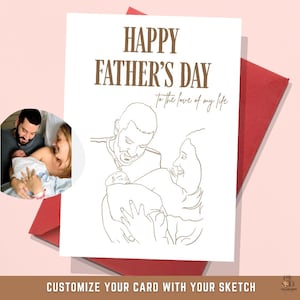 Carte de fête des pères personnalisée pour mari, carte de fête des pères heureuse pour petit ami, cadeau de fête des pères pour mari, cadeau de la part d'une femme, carte portrait personnalisée