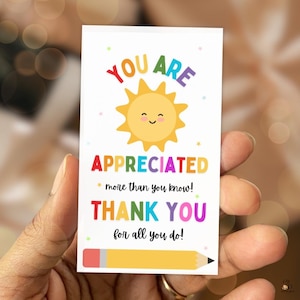 Teacher appreciation week gift tags, printable teacher thank you tag, Custom End of Year staff appreciation tags,  instant digital download
